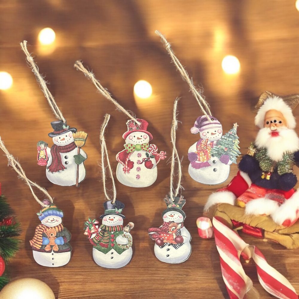 Snowman Christmas Wood Ornaments