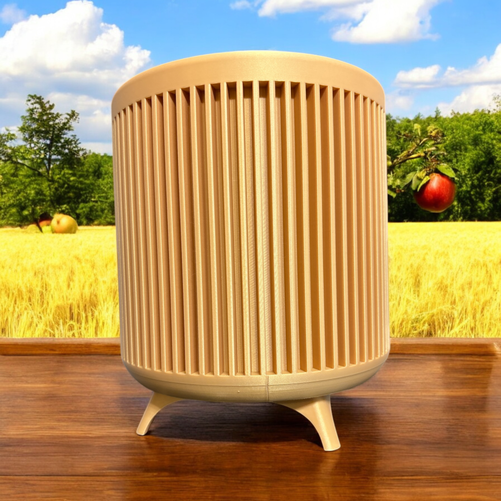 Large Round Ribbed Planter w/Stand - Image 2