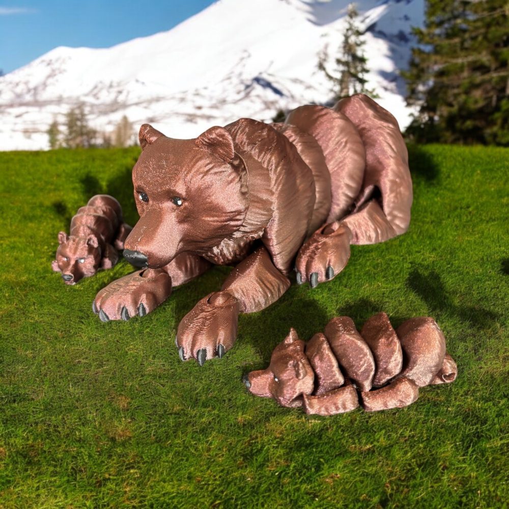 Flexi - Brown Bear with Babies (Keychain) - Articulating - Image 2