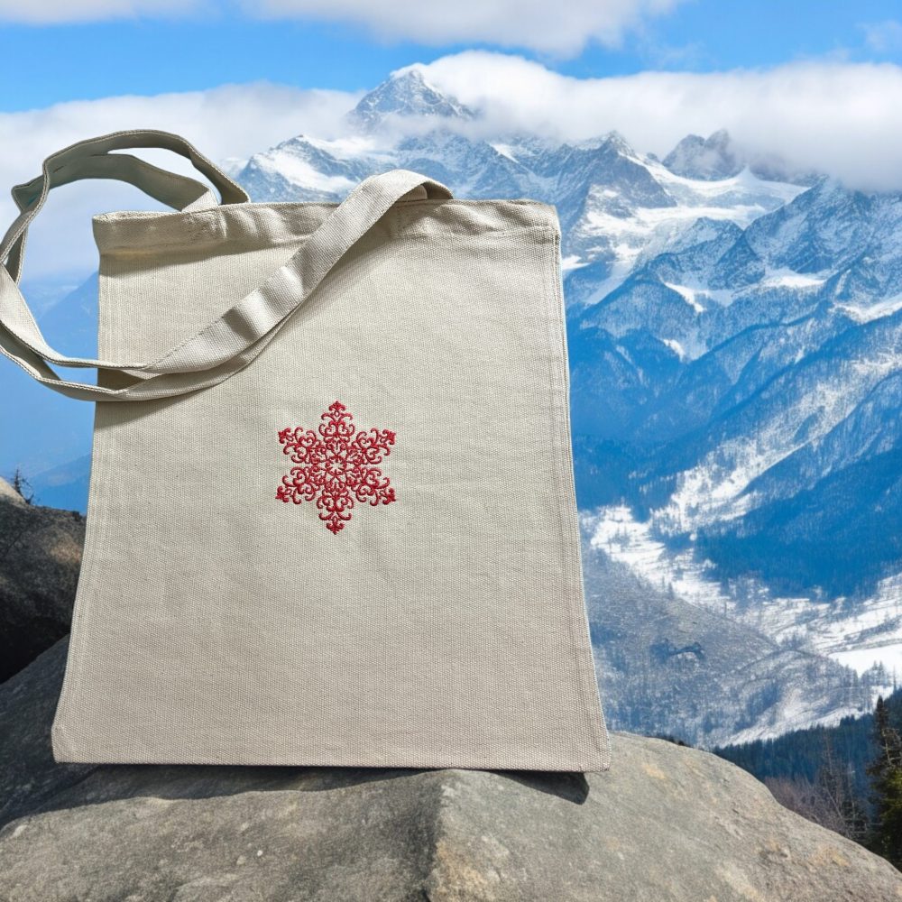 Tote Sm - Red Snowflake Design