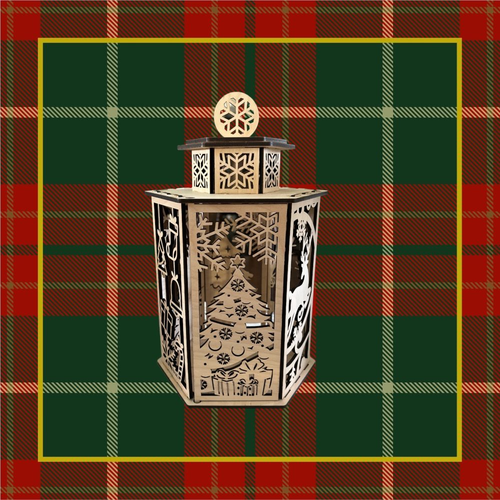 Lg Holiday Lantern - Wood