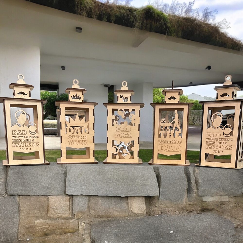 Dad of the Year Lantern - Wood