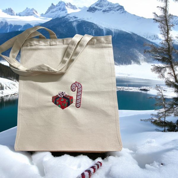 Tote Sm - Present & Candy Cane Design