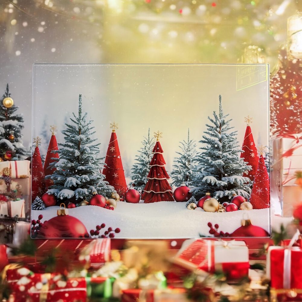 Red Christmas Trees Cutting Board