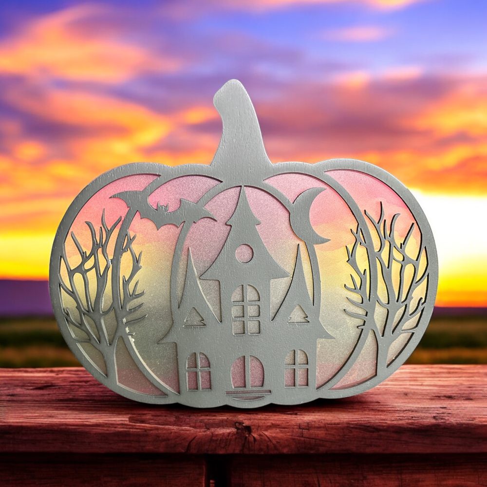 Halloween Pumpkin House Window Scene