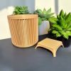 Large Round Ribbed Planter w/Stand