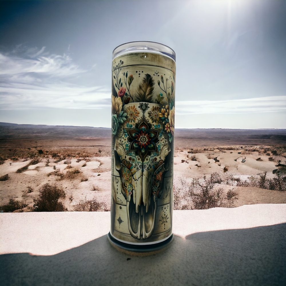 Cow Skull with flowers Tumbler