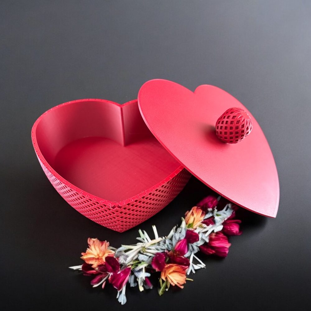 Heart Shaped Lined Trinket Box with Lid - Image 2
