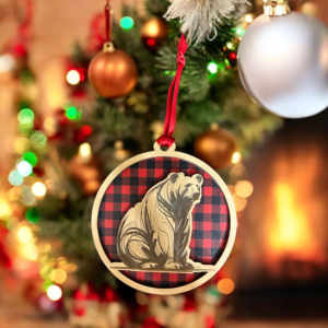 Etched Laser Cut Bear Ornament