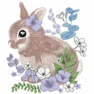 Baby Bunny in Flowers Pattern