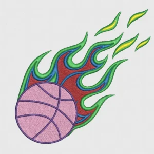 Basketball with Flames Pattern