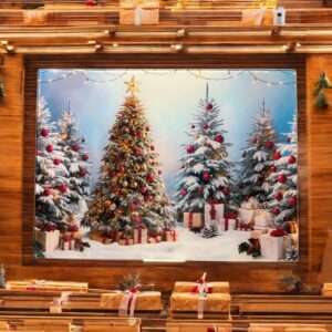 Christmas Decorated Trees Glass Cutting Board