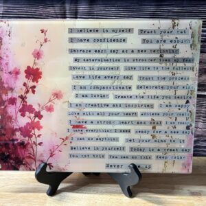 Spring Floral with Verse Glass Cutting Board