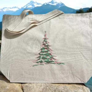 Evergreen with Red Trim Pattern Tote