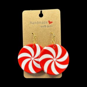 Red and White Spiral Earrings