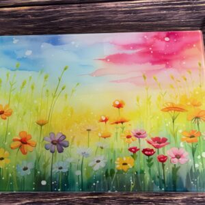 Summer Flowers Glass Cutting Board - Rectangle