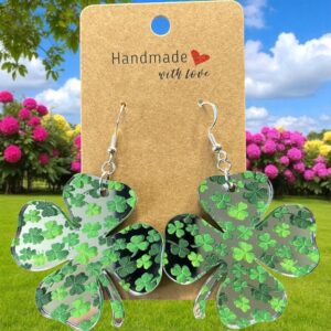 Mirrored Acrylic Shamrock Earrings