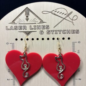 Red Heart Acrylic Earrings with Charm