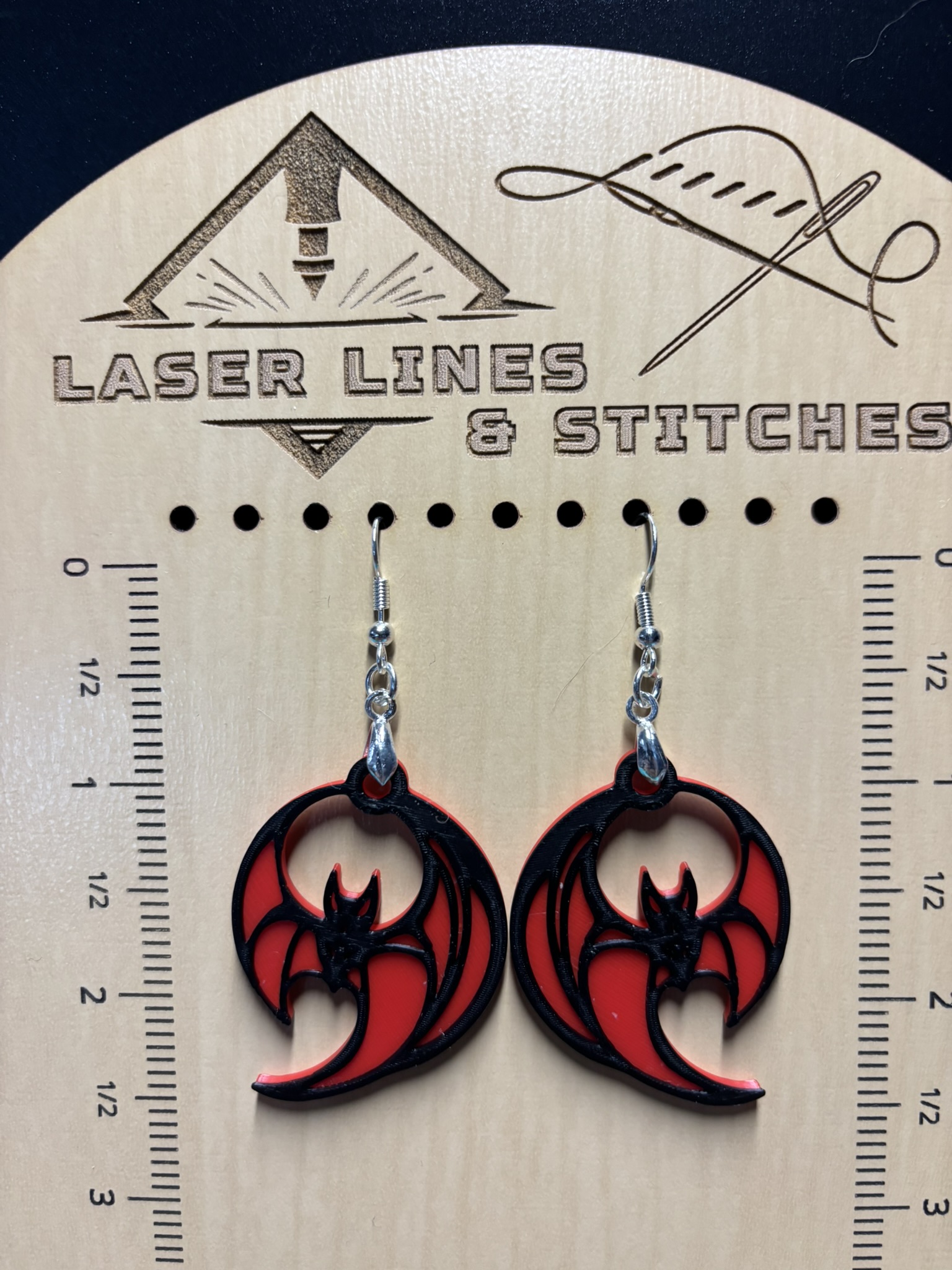 Crimson Moon Bat Earrings